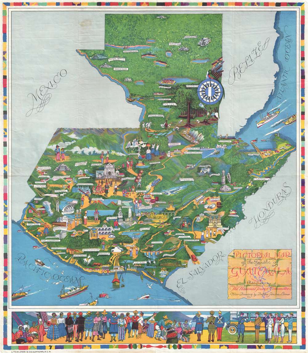Pictorial Map of the Republic of Guatemala. - Main View