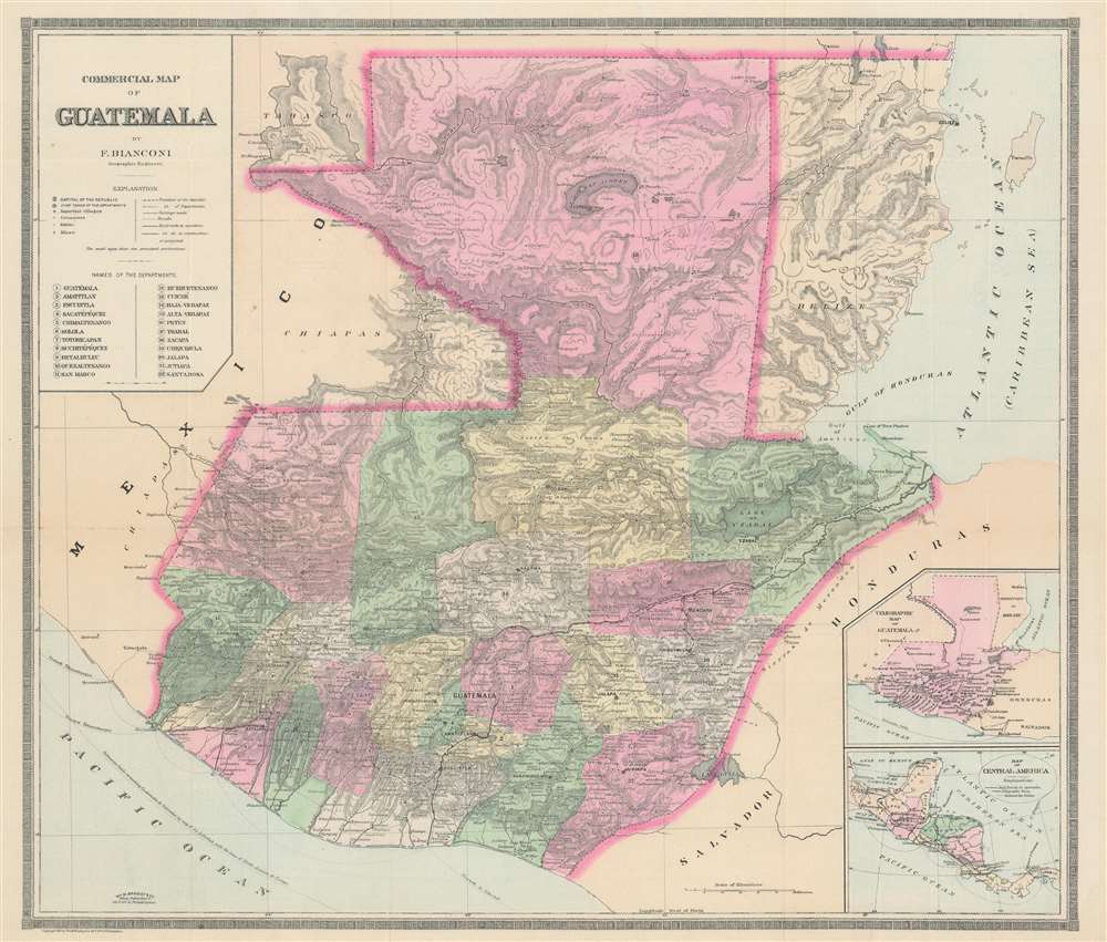 Commercial Map of Guatemala. - Main View