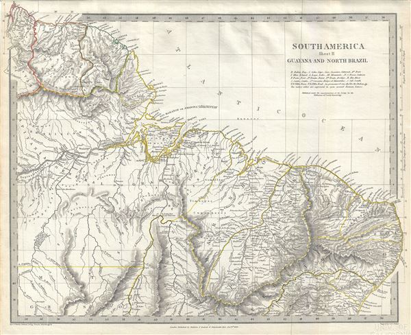 1836 S.D.U.K. Map of Brazil and Guyana