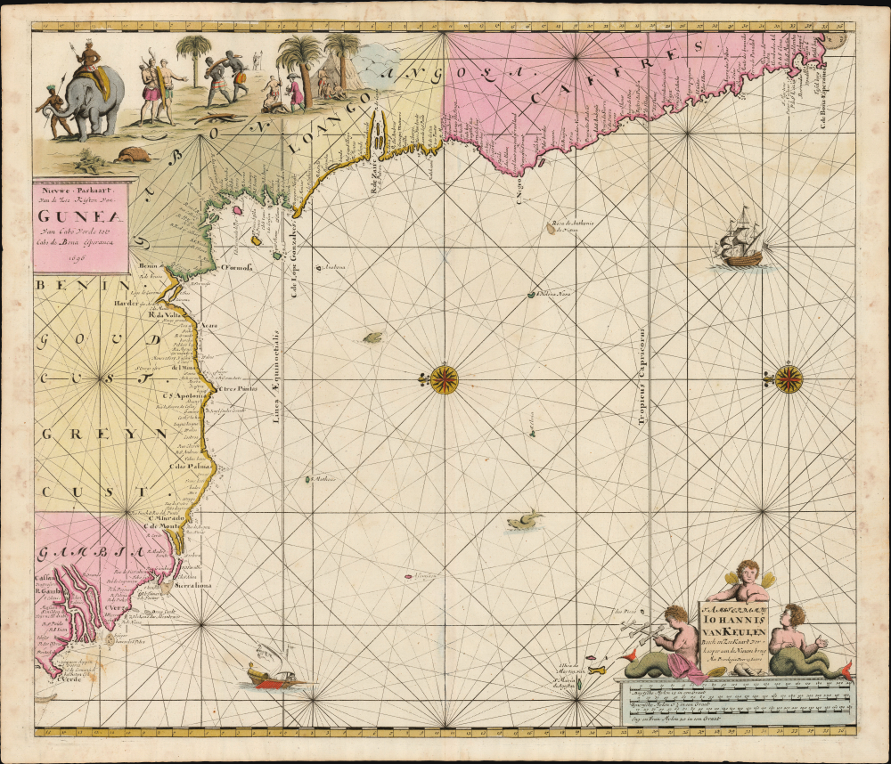 1696 Van Keulen Nautical Map of Africa: Cape Verde to the Cape of Good Hope