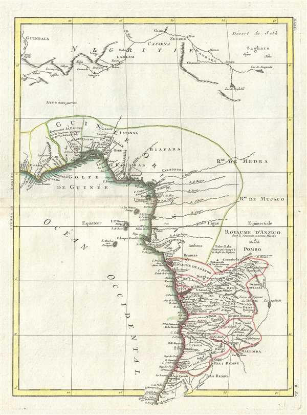 1778 Bonne Map of West Africa (Guinea, the Bight of Benin, Congo)