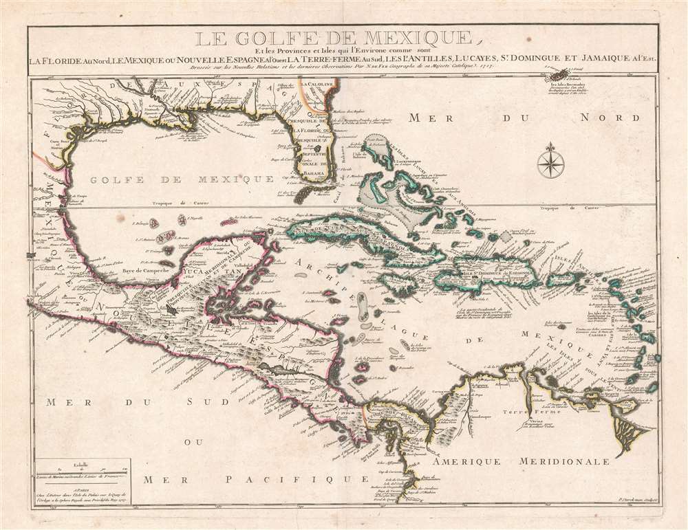 Le Golfe De Mexique, Et les Provinces et Isles qui l'Environe comme sont La Floride Au Nord Le Mexique ou Nouvelle Espagne . . . 1717 - Main View