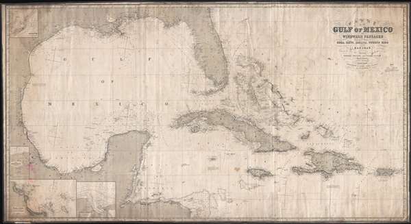 Chart of the Gulf of Mexico and Windward Passages including the Islands of Cuba, Haiti, Jamaica Puerto Rico and the Bahamas. - Main View