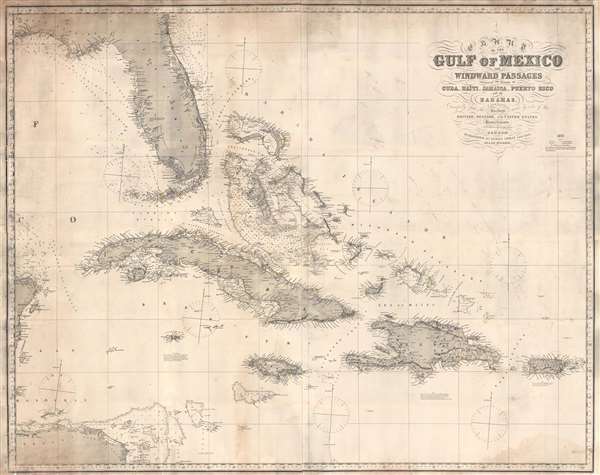 Chart of the Gulf of Mexico and Windward Passages Including the Islands of Cuba, Haïti, Jamaica, Puerto Rico, and the Bahamas. - Main View