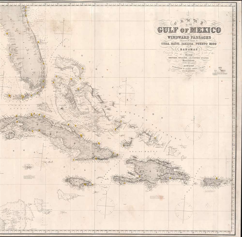Chart of the Gulf of Mexico and Windward Passages including the Islands of Cuba, Haiti, Jamaica Puerto Rico and the Bahamas. - Alternate View 3