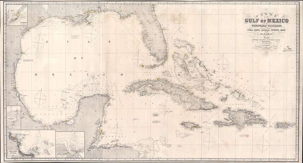 Chart of the Gulf of Mexico and Windward Passages including the Islands of Cuba, Haiti, Jamaica Puerto Rico and the Bahamas. - Main View