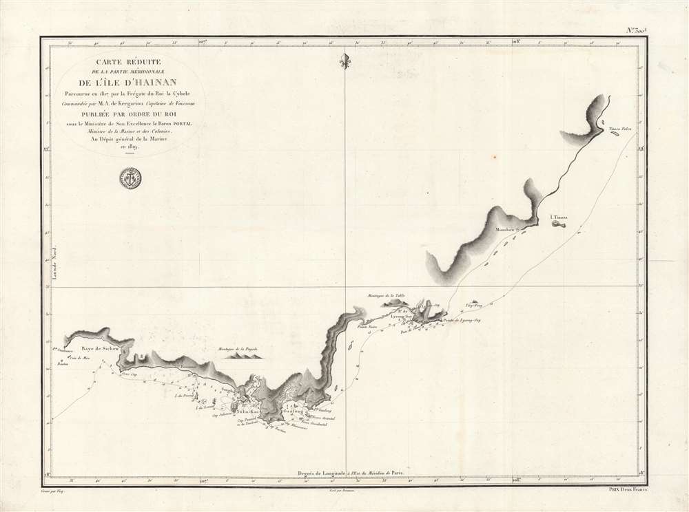 Carte réduite de la Partie Méridionale de l'Île d'Hainan... - Alternate View 1