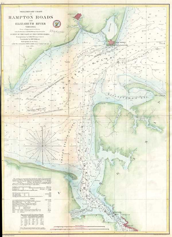 Preliminary Chart of Hampton Roads and Elizabeth River Virginia. - Main View