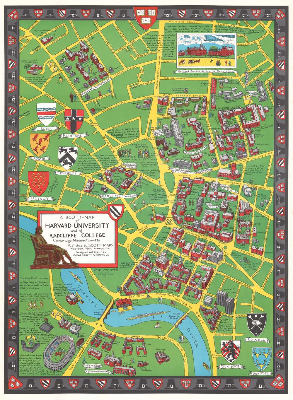 A Scott-Map of Harvard University and of Radcliffe College Cambridge, Massachusetts. - Main View