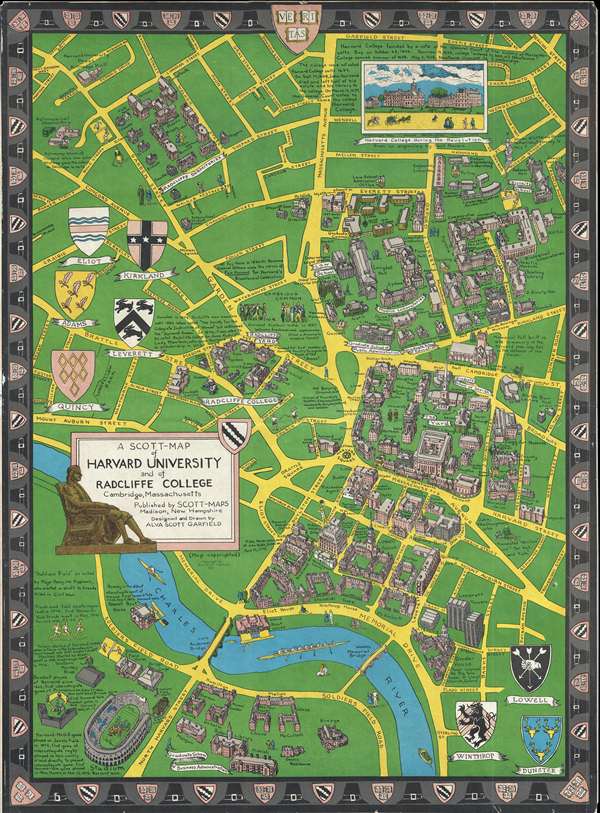 A Scott-Map of Harvard University and of Radcliffe College Cambridge, Massachusetts. - Main View