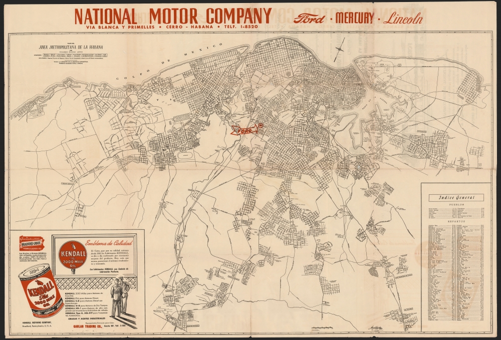 Plano del area metropolitana de la Habana por Ricardo Suarez Lopez; cortesía de National Motor Company distribuidora de Ford, Mercury, Lincoln. - Main View