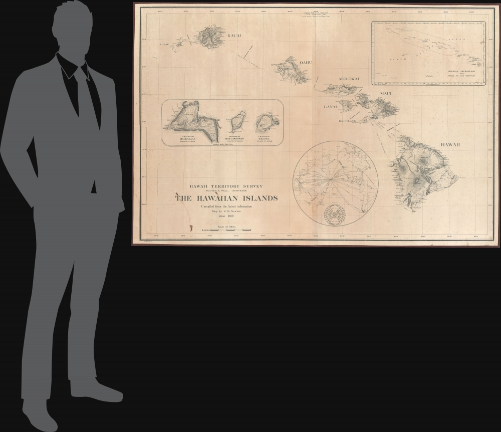 Hawaii Territory Survey. The Hawaiian Islands Compiled from the latest information Map by H. E. Newton June 1919. - Alternate View 1