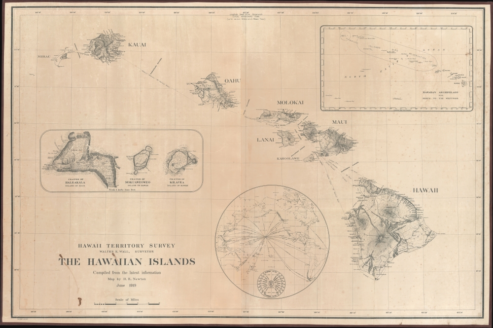 Hawaii Territory Survey. The Hawaiian Islands Compiled from the latest information Map by H. E. Newton June 1919. - Main View