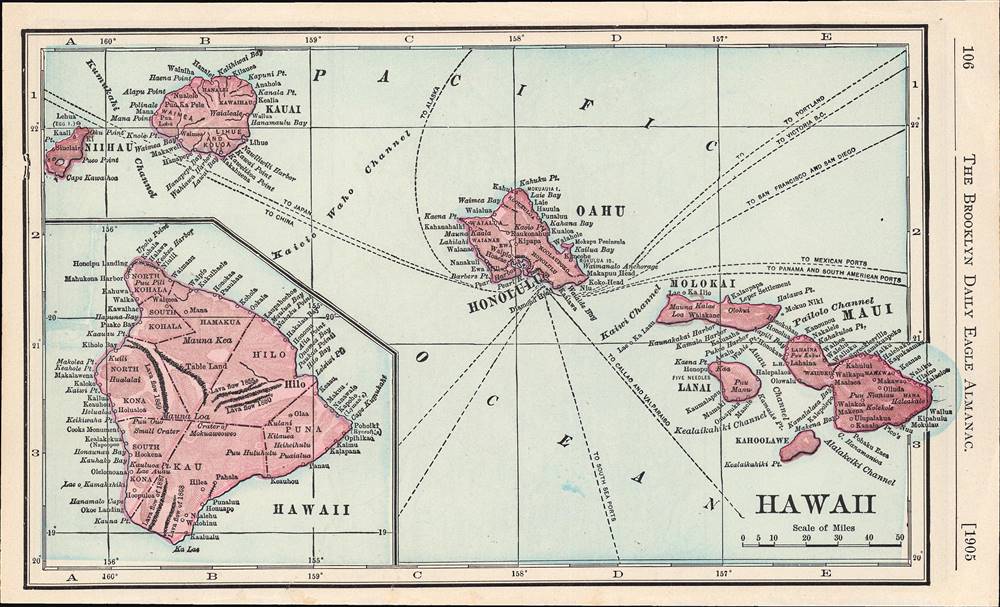 1905 Brooklyn Daily Eagle Map of Hawaii and Puerto Rico