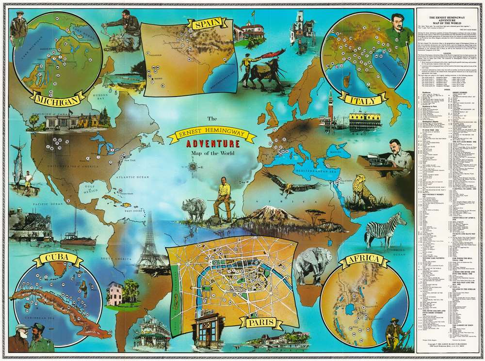 The Ernest Hemingway Adventure Map of the World. - Main View