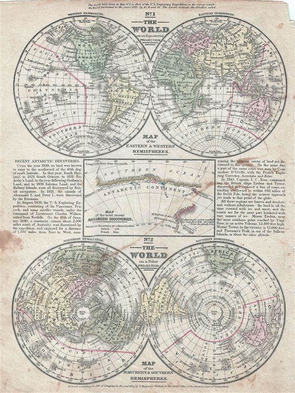 No. 1 The World on an Equatorial Projection.  No. 2 The World on a Polar Projection.  No. 3 Map of the most recent Antarctic Discoveries. - Main View