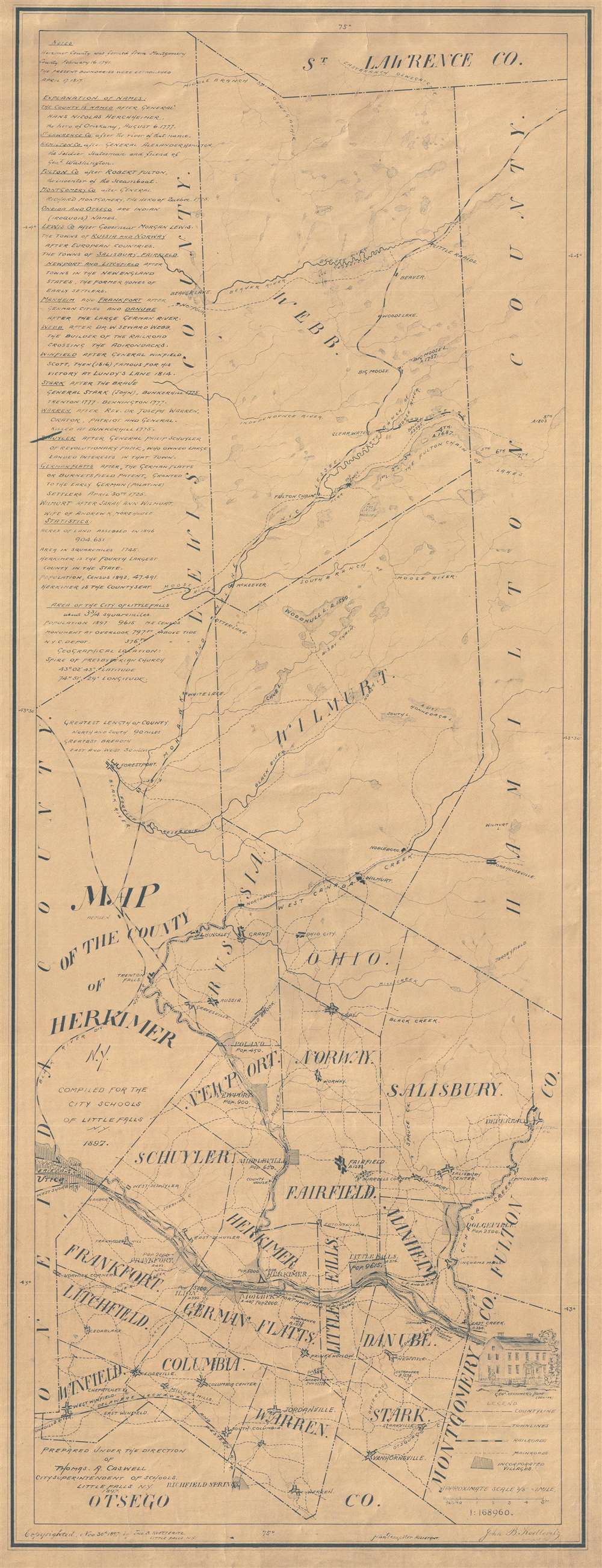 Map of the County of Herkimer N.Y. Compiled for the city schools of Little Falls N.Y. 1897. - Main View