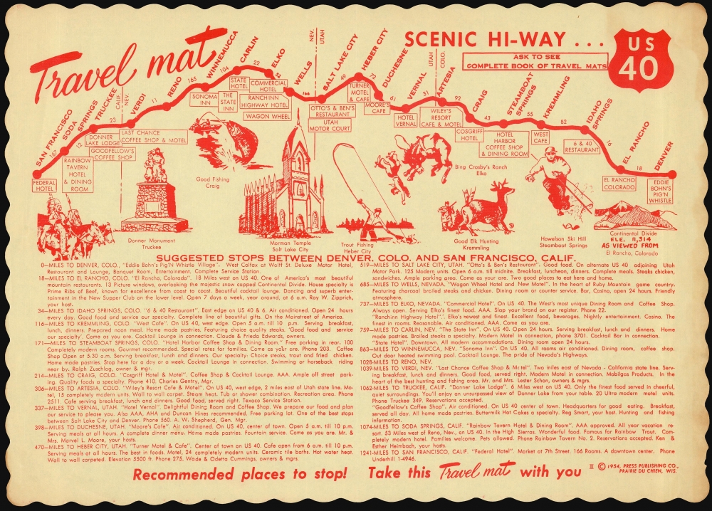 Travel mat Scenic Hi-Way U.S. 40. - Main View