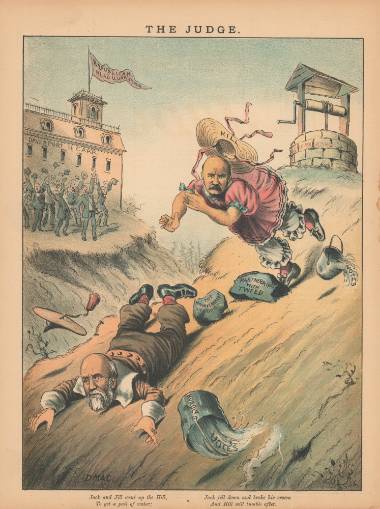 1885 <i>Judge</i> Satirical Political Cartoon, Ohio Gubernatorial Election