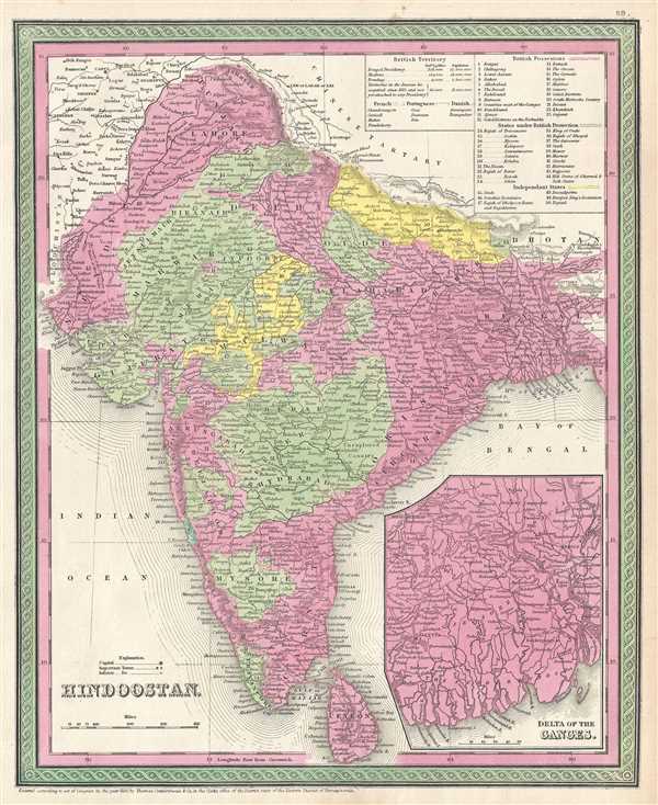 1854 Mitchell Map of India