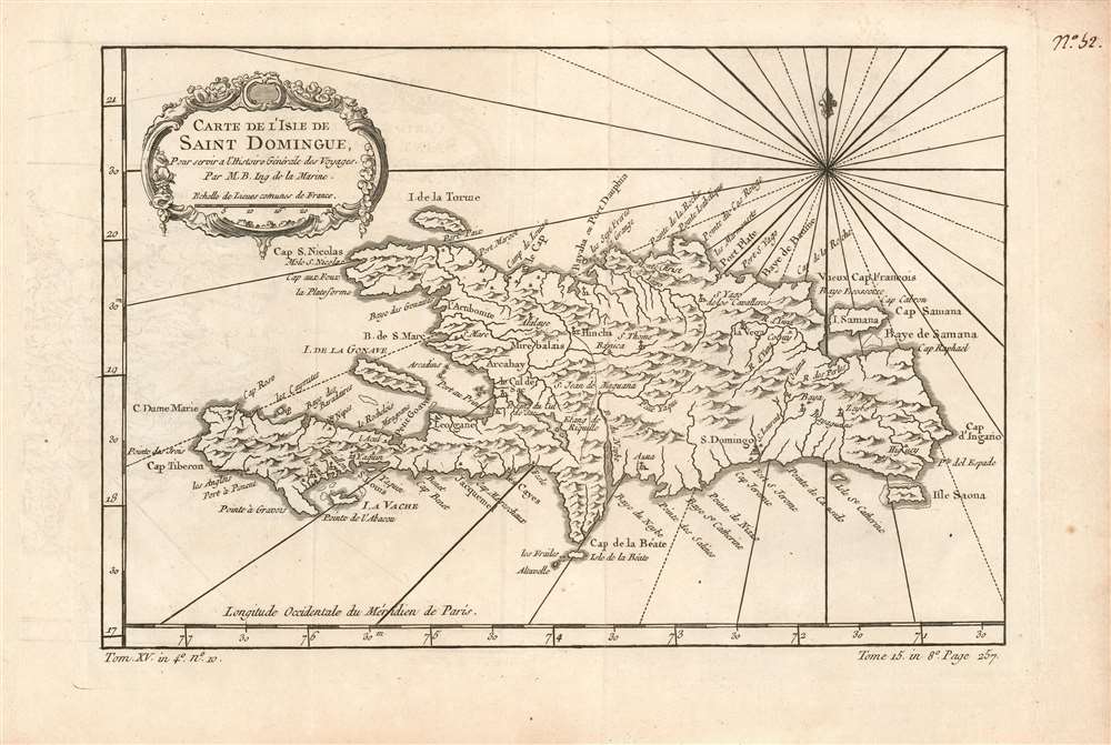 Carte de l'Isle de Saint Domingue, Pour servir a l'Histoire Générale des Voyages Par M.B. Ing. de la Marine. - Main View