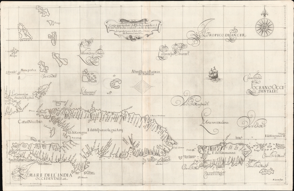 Carta particolare dell'Isola Ispaniola è S. Gioni. nel'India ocidentle. con l'Isola Intorno. - Main View