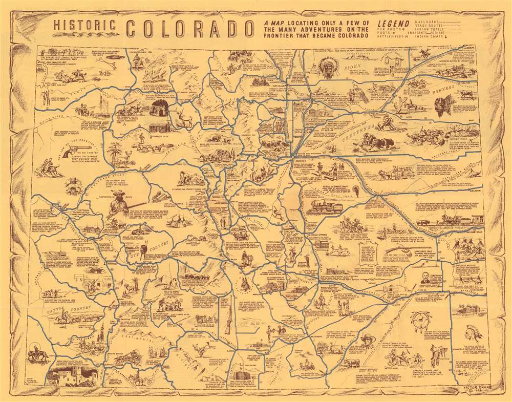 Historic Colorado. A Map Locating Only a Few of the Many Adventures on the Frontier that Became Colorado. - Main View