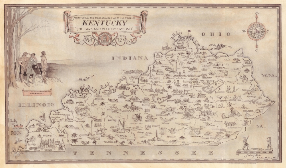 An Historical and Geographical Map of the State of Kentucky 'The Dark and Bloody Ground'. - Main View