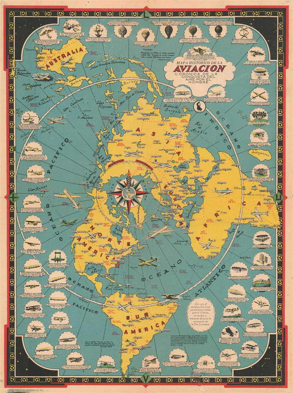 Mapa Historico de la Aviacion o Cronica de la Conquista del Aire por el Hombre. - Main View