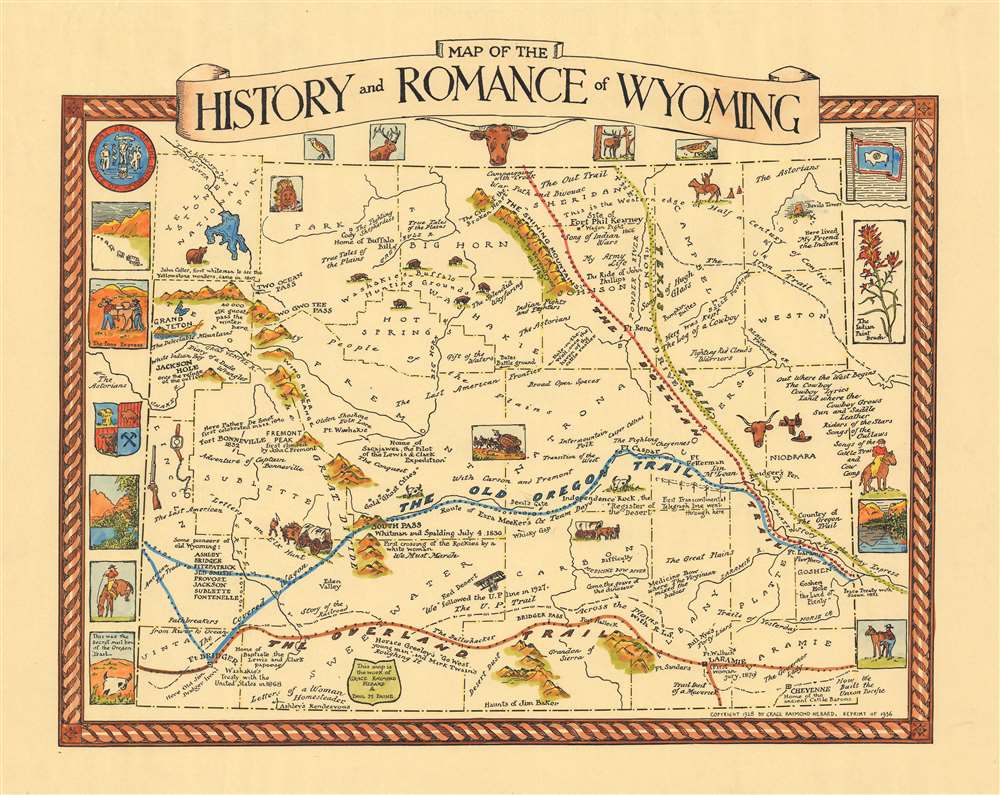 Map of the History and Romance of Wyoming. - Main View