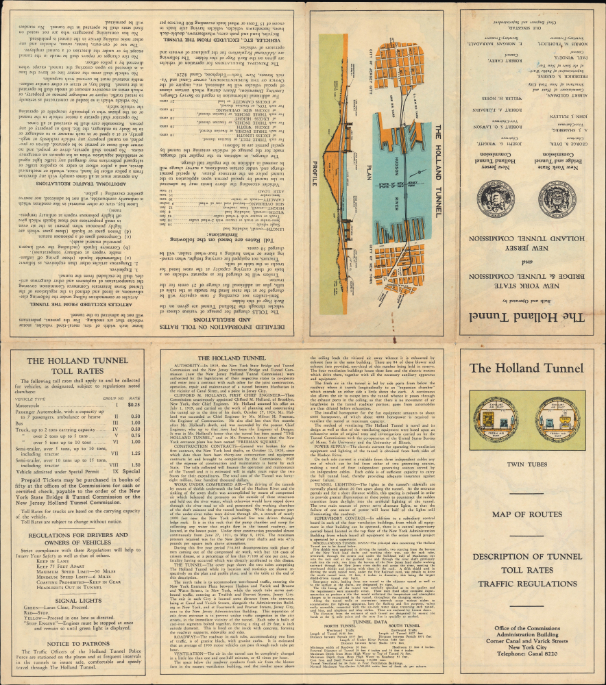 Map of Routes to the Holland Tunnel. / The Holland Tunnel Twin Tubes Map of Routes Description of Tunnel Toll Rates Traffic Regulations. - Alternate View 1