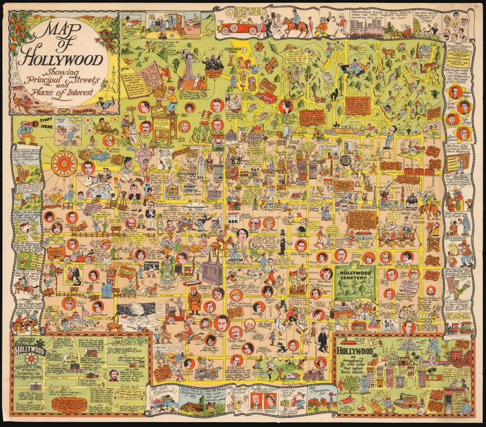 1928 Godwin Pictorial Map of Hollywood and Environs