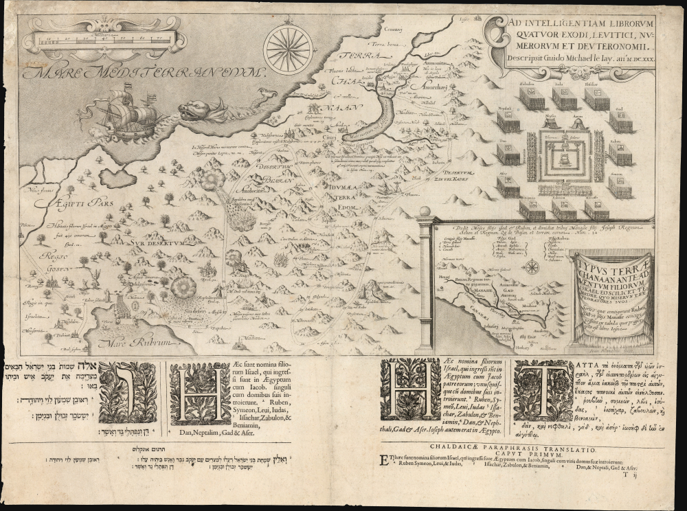 1630 Le Jay Map of the Exodus from the Paris Polyglot Bible