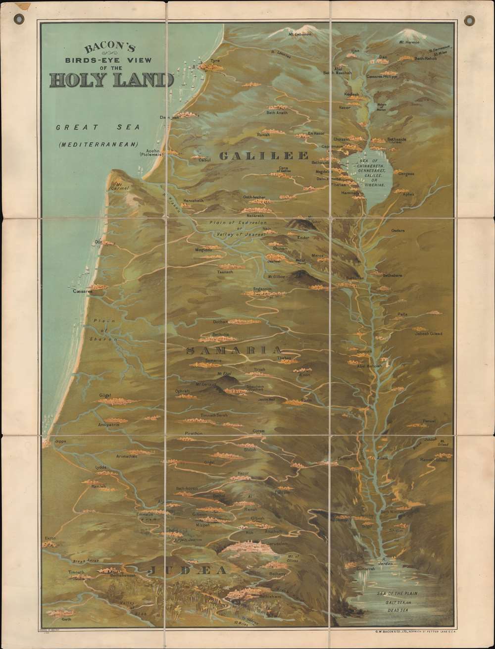 Bacon's Bird's-Eye View of the Holy Land. - Main View