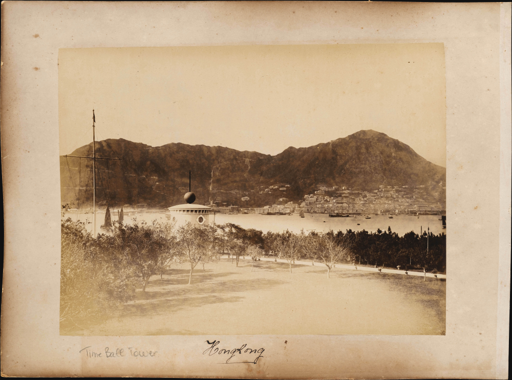 1890 Photograph of Time Ball Tower (Kowloon), Victoria Harbor, and Hong Kong