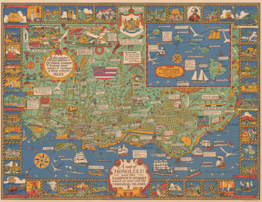 A Map of Honolulu and the Sandwich Islands, which we now call the Hawaiian Islands. - Main View