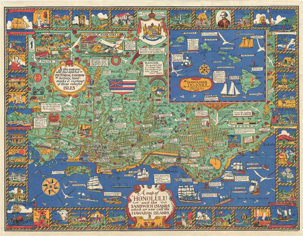 A Map of Honolulu and the Sandwich Islands, which we now call the Hawaiian Islands. - Main View