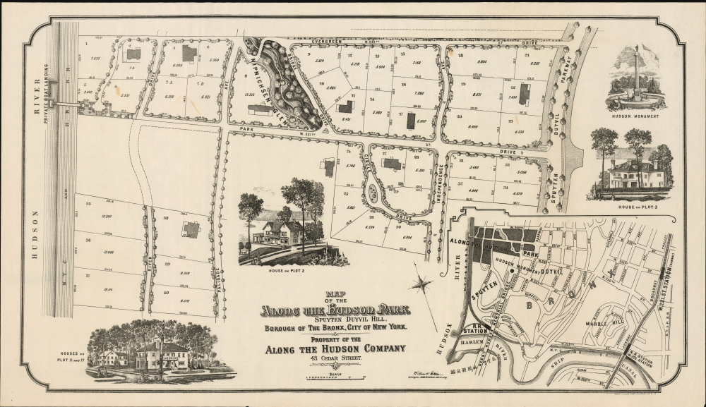 1909 Map of John Jay McKelvey's Along-the-Hudson Park in Spuyten Duyvil