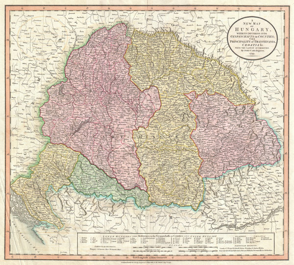 A New Map of Hungary, with its Divisions into Gespanchafts or Counties; the Principality of Transylvania, Croatia &c. from the Latest Authorities. - Main View