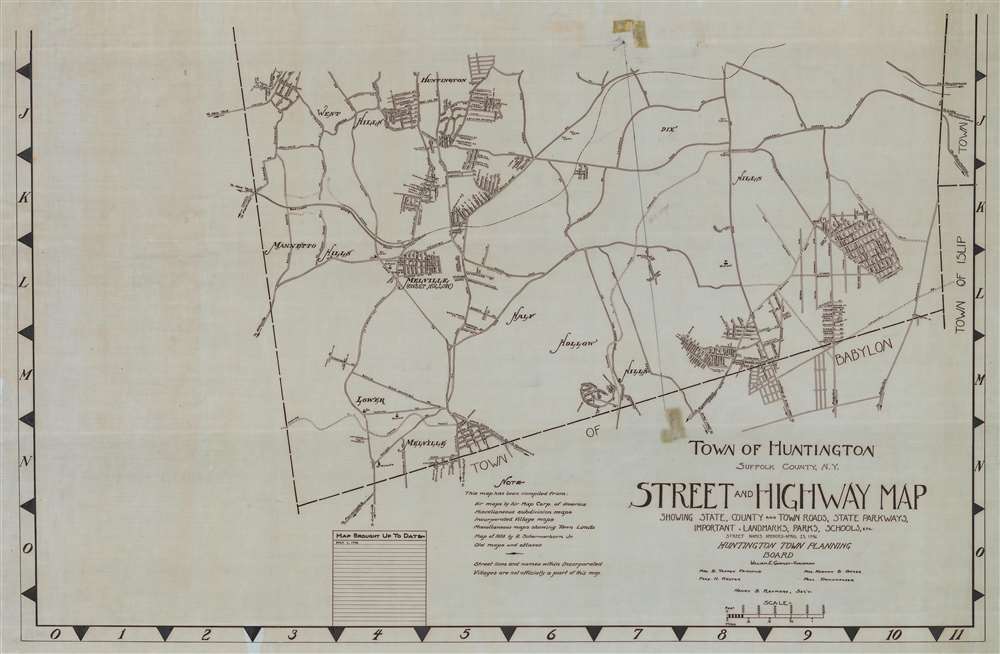 Town of Huntington Suffolk County, N.Y. Street and Highway Map Showing State, County, and Town Roads, State Parkways, Important Landmarks, Parks, Schools, Etc. Street Names Amended April 23, 1946. - Alternate View 3