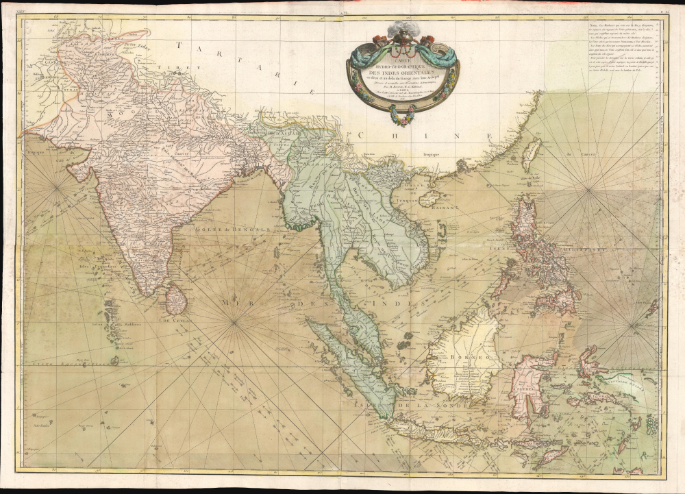 1771 Bonne Map of India, East Indies, Southeast Asia, and the Philippines