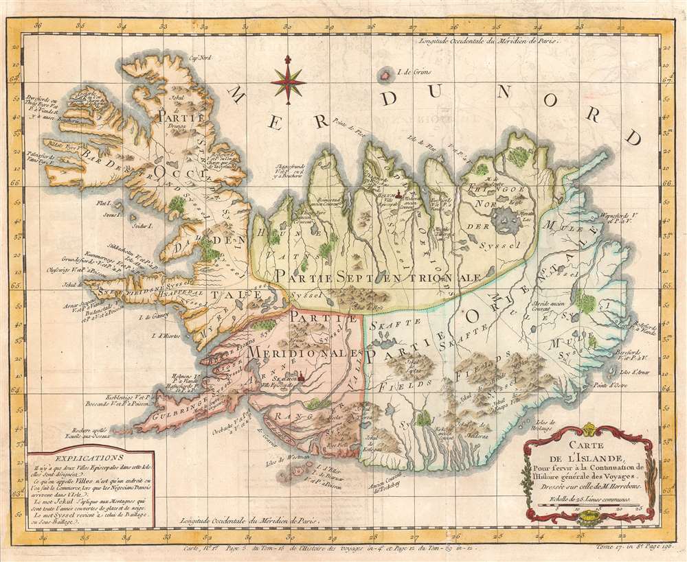 Carte De L Islande Pour Servir A La Continuation De L Histoire Generale Des Voyages Geographicus Rare Antique Maps