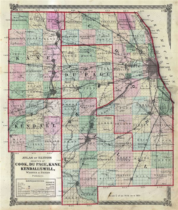 Atlas of Illinois Counties of Cook, Du Page, Kane Kendall and Will. - Main View