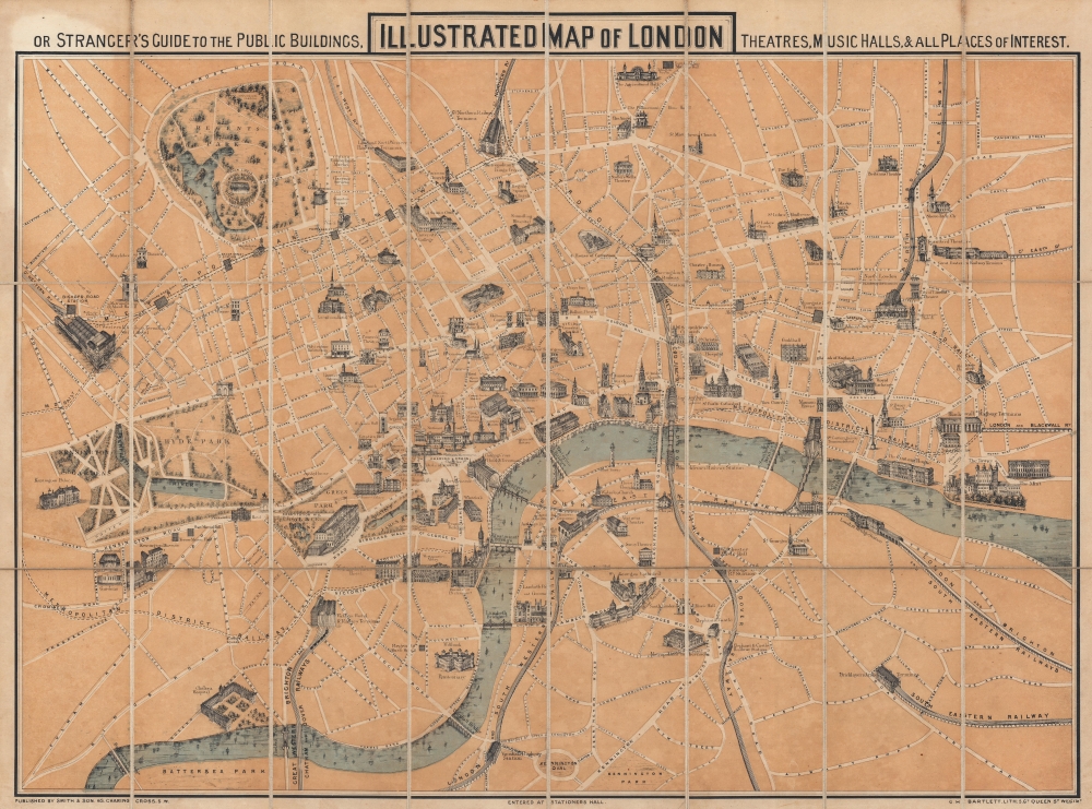 Illustrated Map of London, or Stranger's Guide to the Public Buildings, Theatres, Music Halls, and all Places of Interest. - Main View