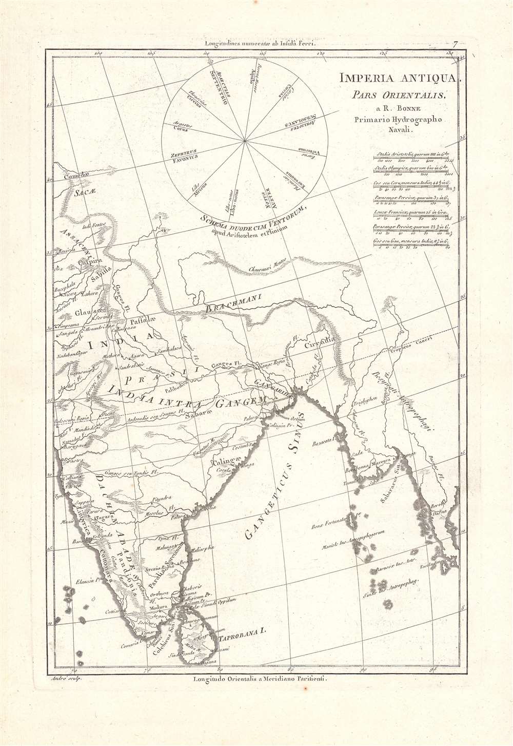 1787 Bonne Map of Ancient India in the Time of Alexander the Great