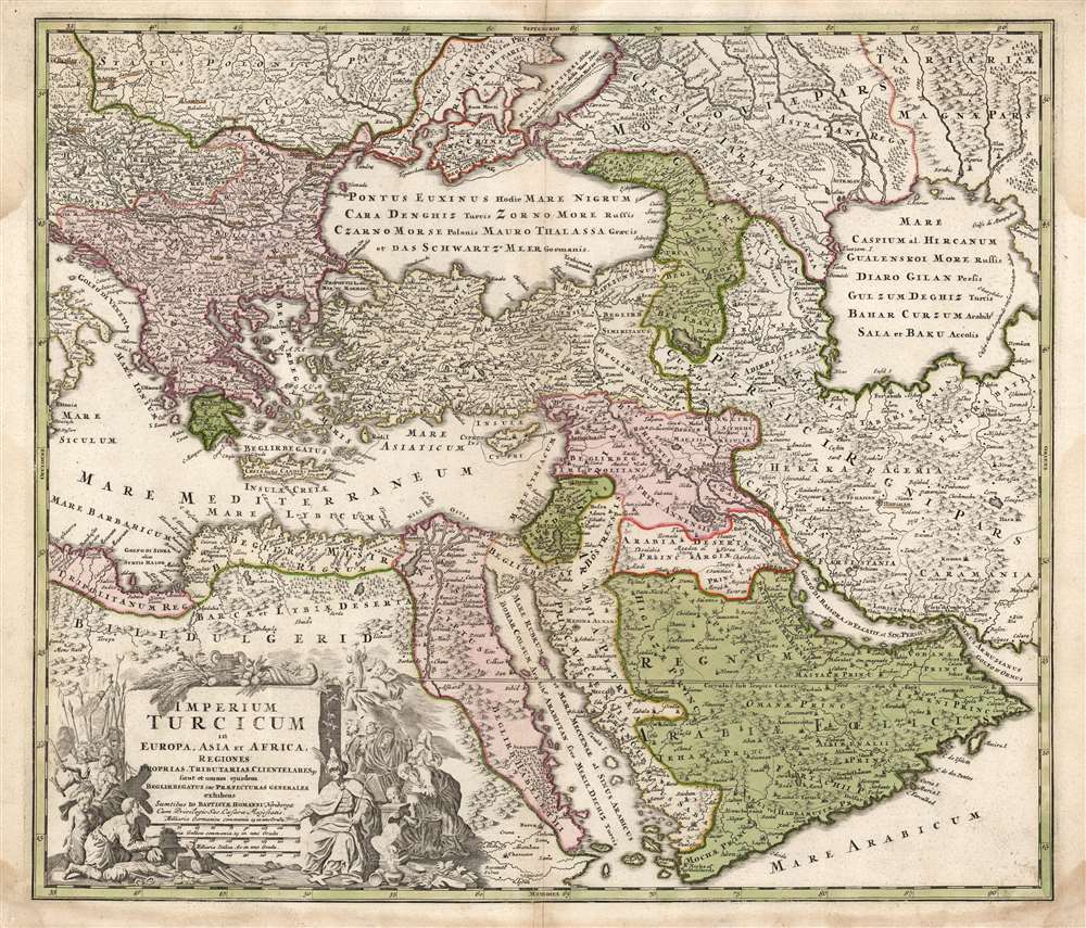 Imperium Turcicum in Europa, Asia et Africa, Regiones Proprias, Tributarias, Clientelares et Sicut et Omnes Praefecturas Generales exhibens. - Main View