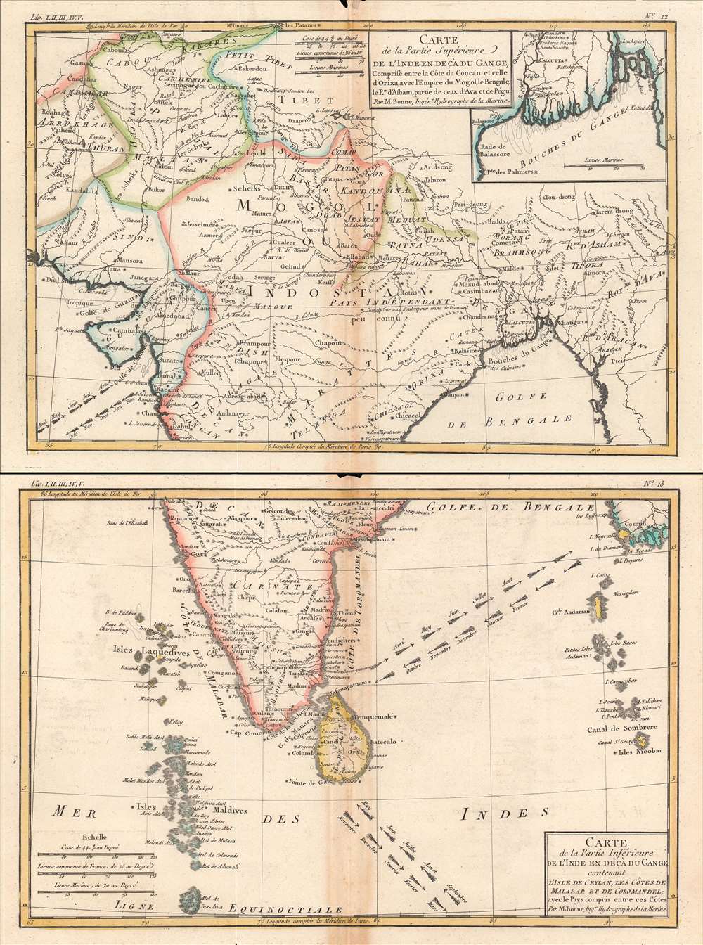 Carte de la Partie Superieure de l'Inde; Carte de la Partie Inferieure de l'Inde. - Main View