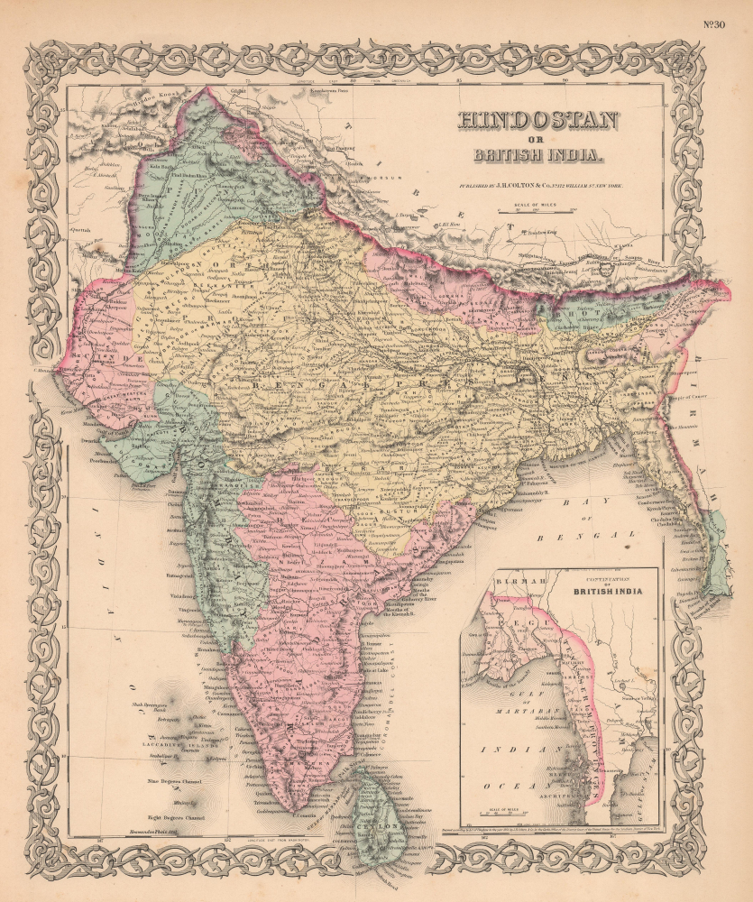 1855 Colton Map of India