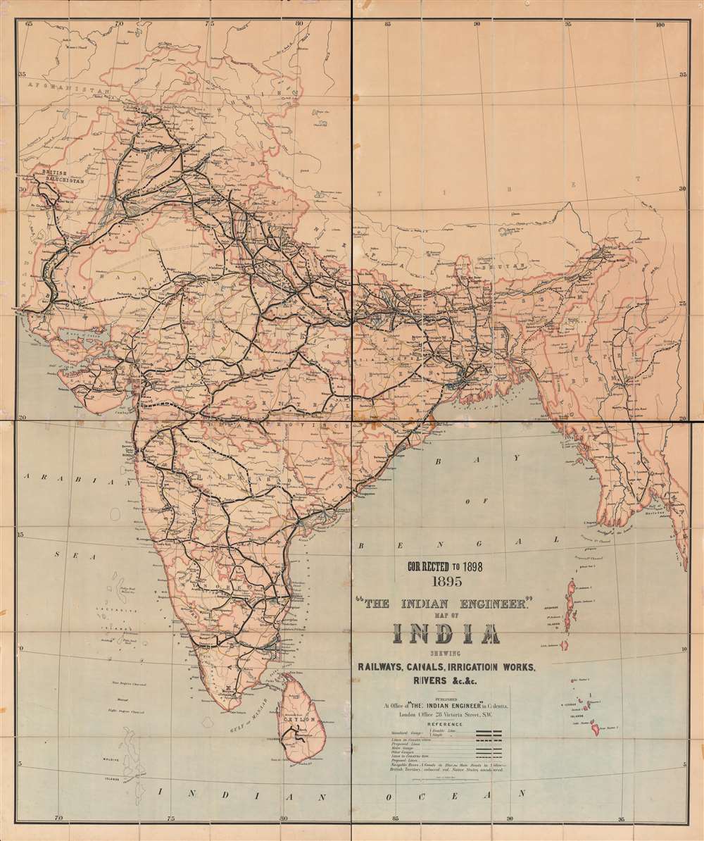 1895 Corrected to 1898 'The Indian engineer' map of India : shewing railways, canals, irrigation works, rivers, etc. - Main View