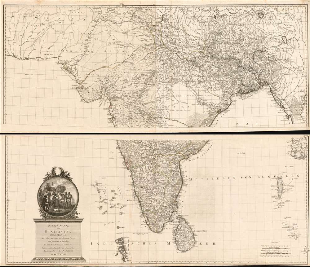 1788 Schräembl / Rennell map of India